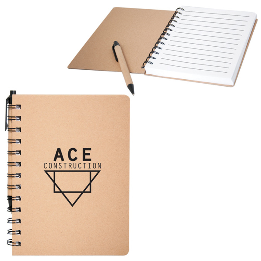 Notebooks/Journals-CA 5988 | Recycled Cardboard Notebook: with Recycled Paper Pen