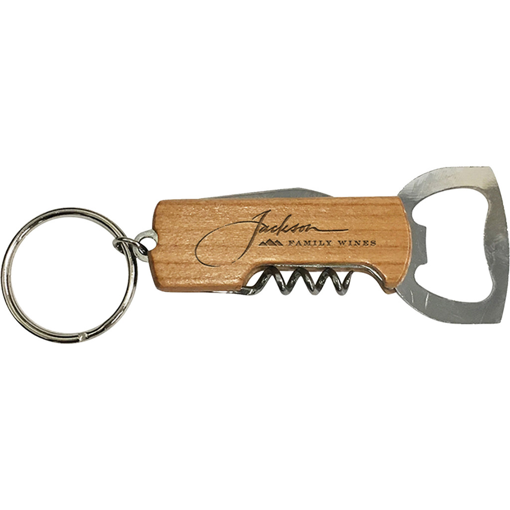 Misc-WDBO7 | Wood Bottle Opener: Keychain Bottle Opener/Corkscrew Combo