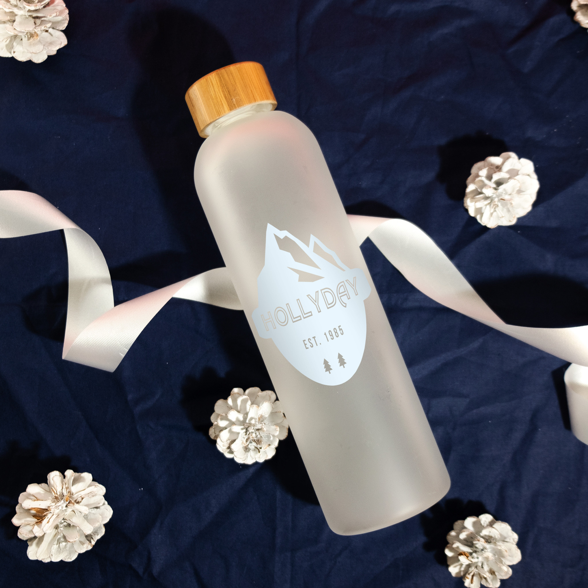 Water Bottle - WB9706 - Canton 1000 ml. (33.8 fl. oz.) Glass Bottle With Bamboo Lid - Image 3